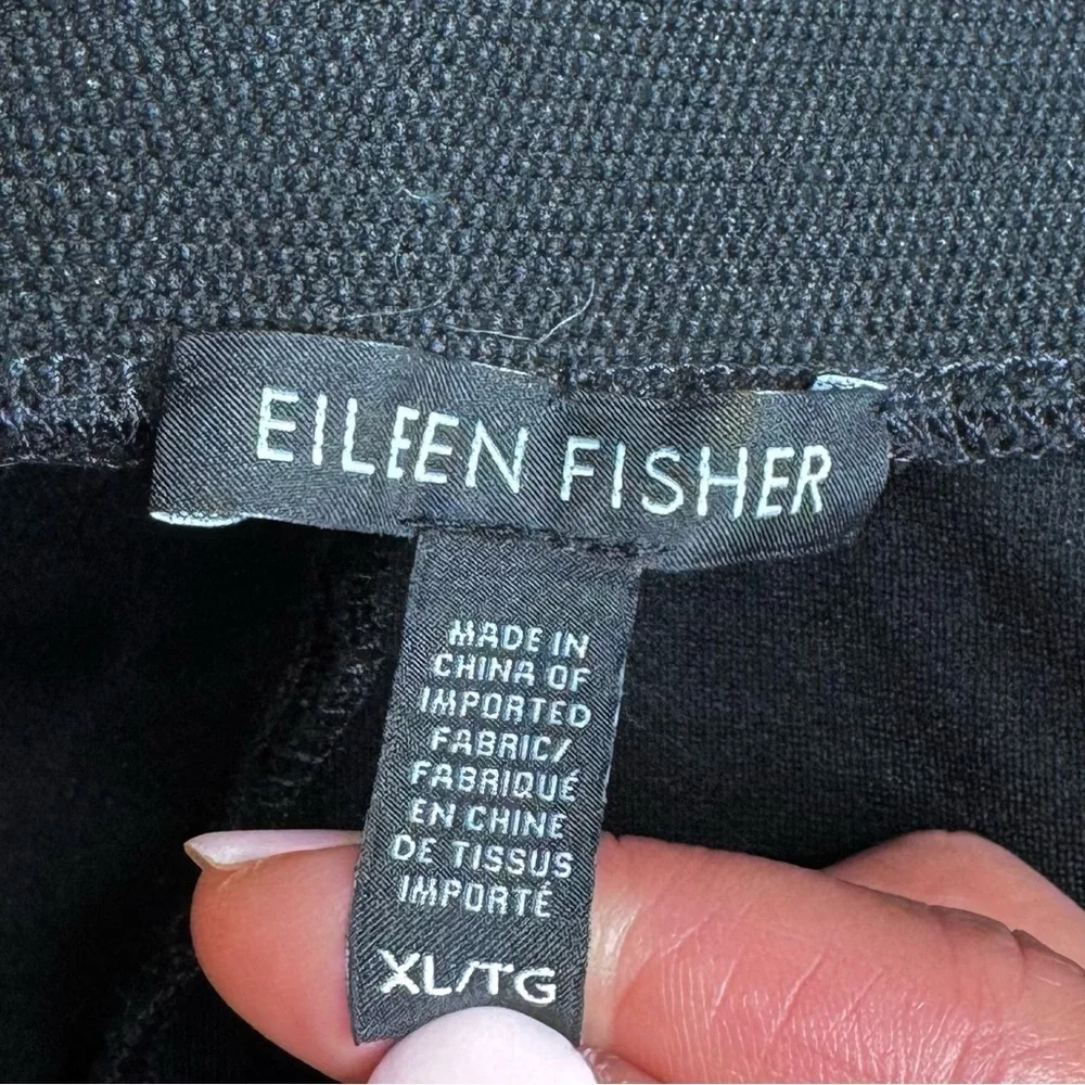 Eileen Fisher Yoke Detail Stretch Knit Skinny Pant Black. Office Mature #F4JH XL